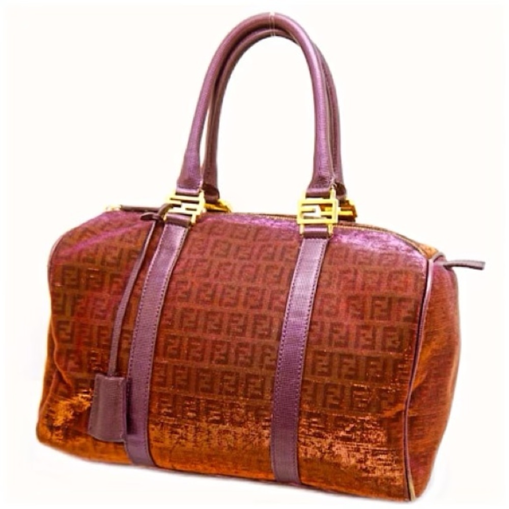 Authentic Fendi Maziora Zucchino Spalmati Bauletto LE Boston Bag